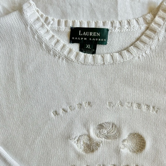 Lauren Ralph Lauren Vintage White Cotton Seashell Sweater - Picture 2 of 6